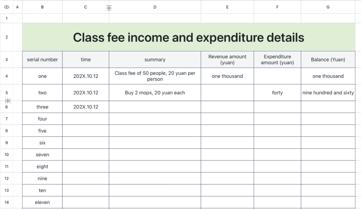 Class fee income and expenditure details